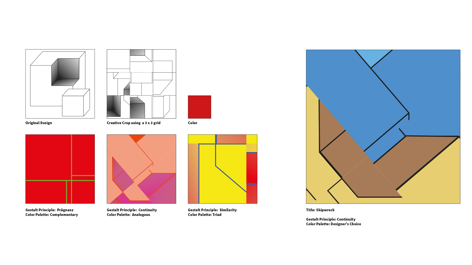 4 different gestalt principles represented with 4 different images
