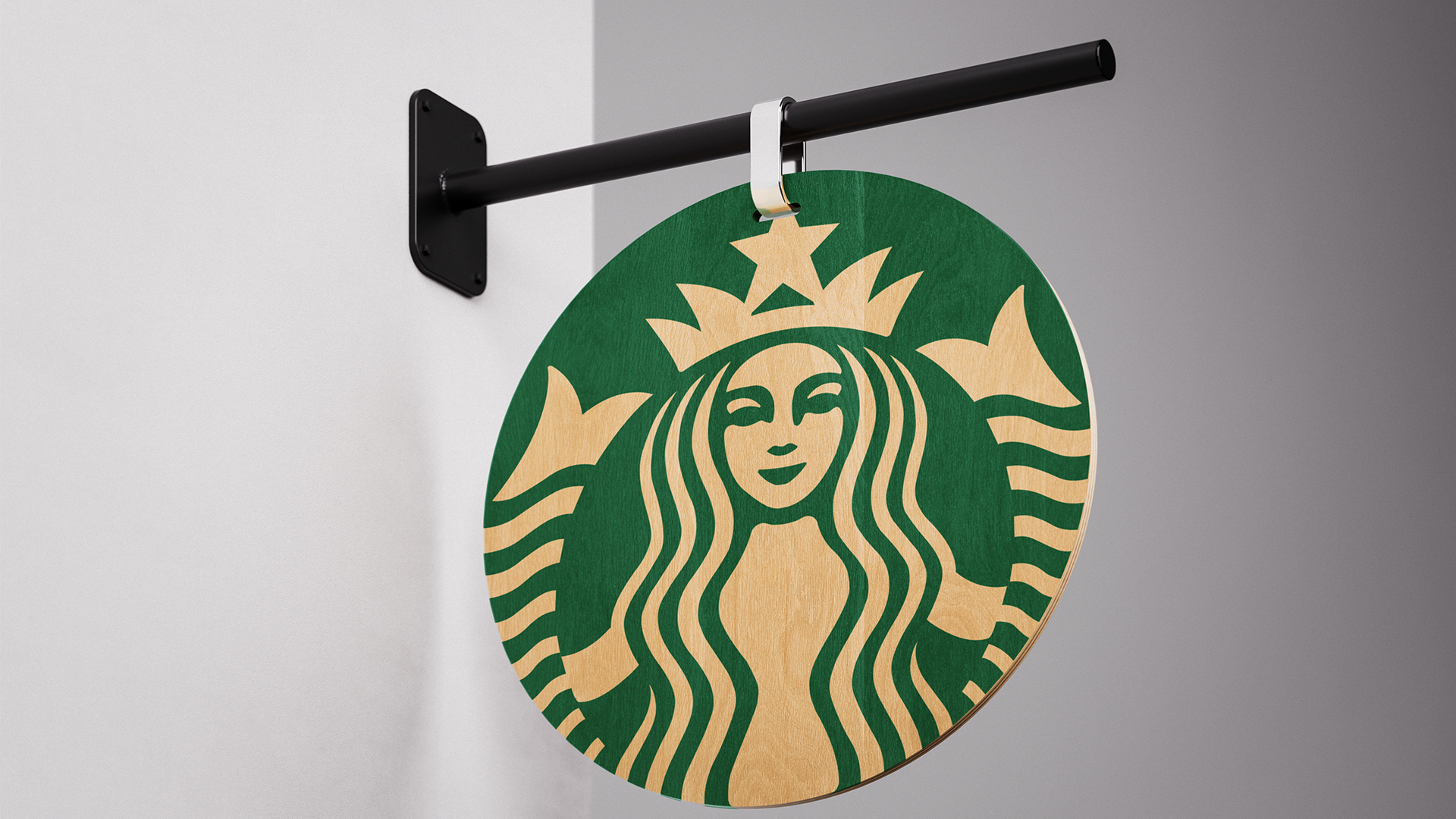 mockup of a sign with starbucks logo